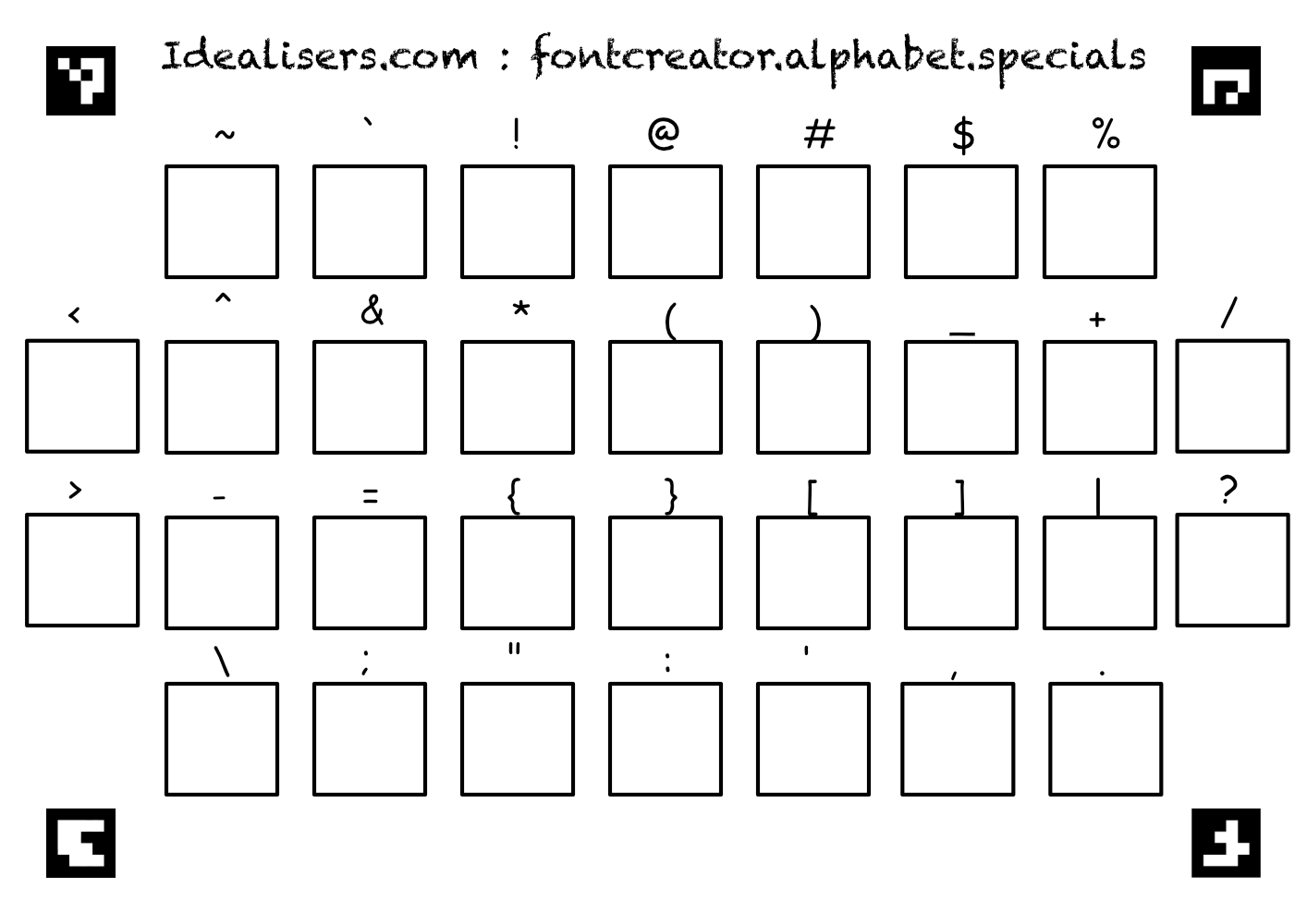 Special Characters Colorcard