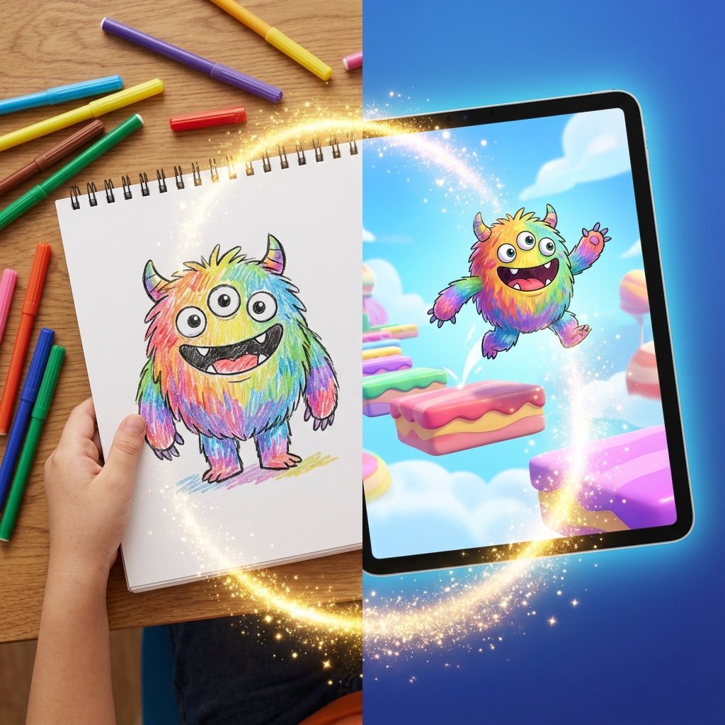 From paper drawing to digital game - Draw, Scan, Play